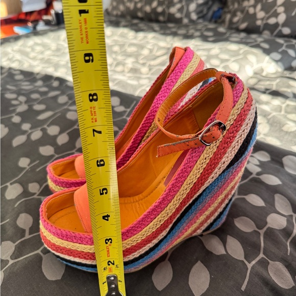 Colorful Striped Wedge Sandals - Picture 11 of 13